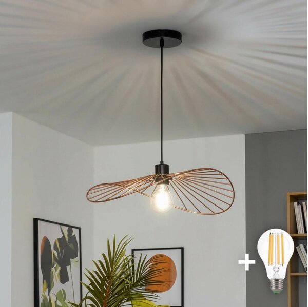 Brilagi - Lustră LED CERIA WIRE, suspendată pe cablu, 1xE27/40W/230V, 40x56 cm, bronz