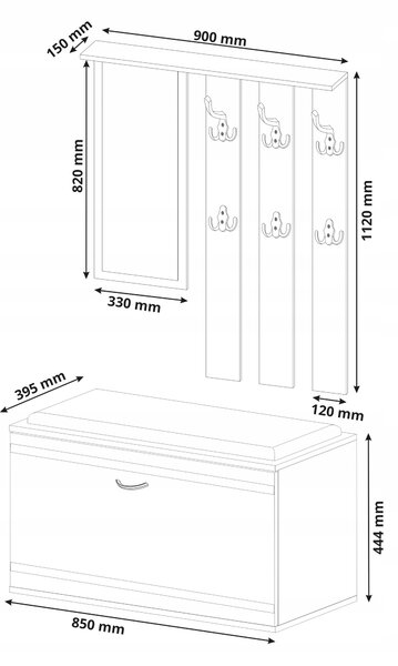 Set mobilier hol Vitilla (stejar sonoma) (cu oglindă). Promo -19%. 1151896