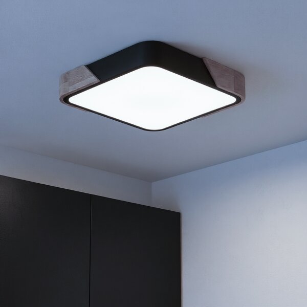 Brilagi - Corp de iluminat LED PILANA dimerizabil, 48W/230V, stejar/negru, 42x42 cm + telecomandă