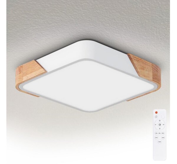 Brilagi - Corp de iluminat dimabil PILANA LED/48W/230V, stejar/alb, 42x42 cm + telecomandă