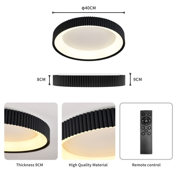 Brilagi - Plafonieră LED dimabilă FALCON MODERN, 30W/230V, 40 cm, neagră + telecomandă