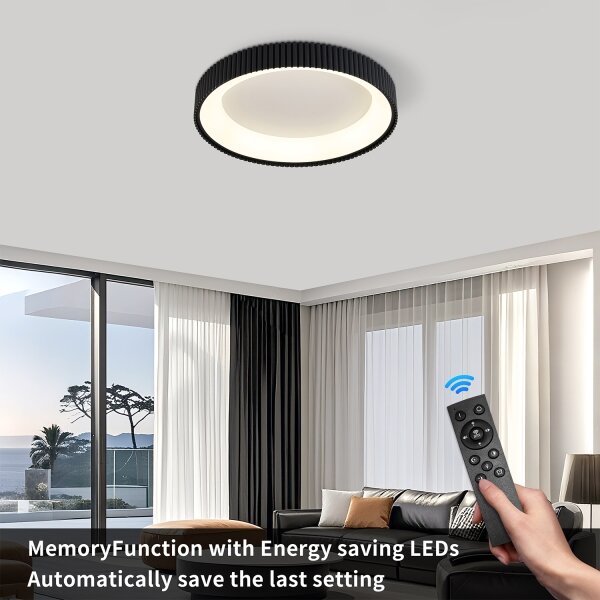 Brilagi - Plafonieră LED dimabilă FALCON MODERN, 30W/230V, 40 cm, neagră + telecomandă