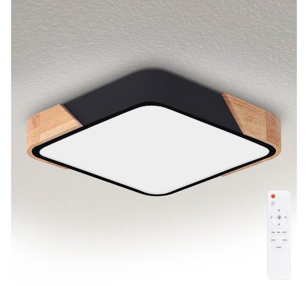 Brilagi - Corp de iluminat LED PILANA dimerizabil, 48W/230V, stejar/negru, 42x42 cm + telecomandă
