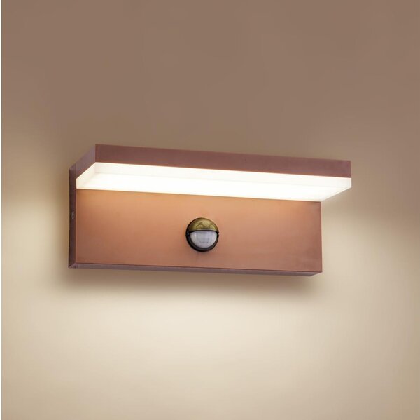 Brilagi-LED Aplică de perete pentru exterior cu senzor TESSI LED/10W/230V, maro, IP54