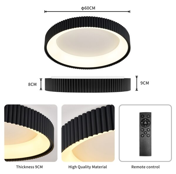 Brilagi - Plafonieră LED dimabilă FALCON MODERN LED/54W/230V 60 cm negru + telecomandă