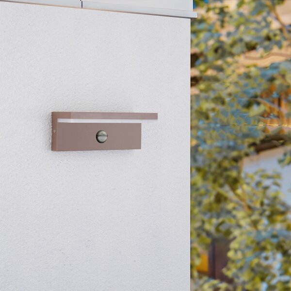 Brilagi-LED Aplică de perete pentru exterior cu senzor TESSI LED/10W/230V, maro, IP54