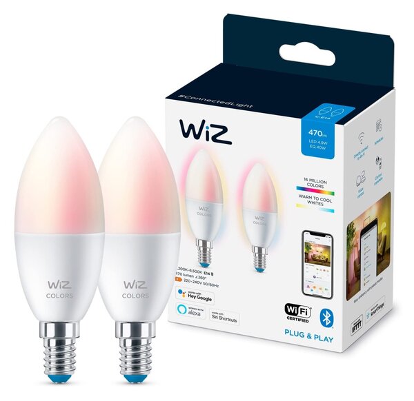 SET 2x bec LED RGBW dimabil WiZ C37 E14/4,9W/230V 2200-6500K Wi-Fi