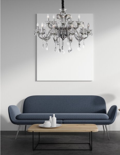 Globo DUNJA 64104-15 - Candelabru din cristal suspendat pe lanț, 15xE14/40W/230V