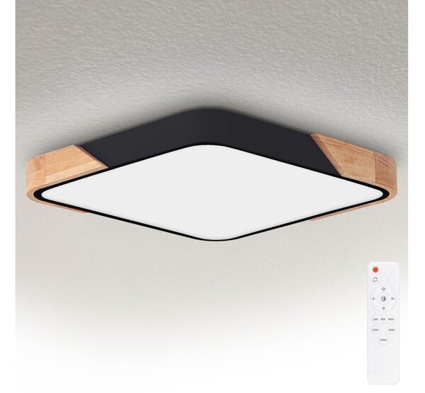 Brilagi - Lampă LED dimabilă PILANA LED/60W/230V stejar/negru 56x56 cm + telecomandă