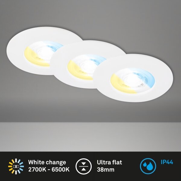 Briloner 7605036 - SET 3 spoturi LED încastrate pentru baie 3xLED/4,9W/230V IP44 alb