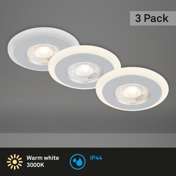 Briloner 7039034 - Set 3x spoturi LED încastrate pentru baie 3xLED/5W/230V IP44 crom mat