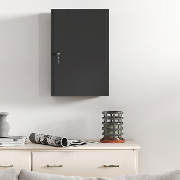 Kleankin Dulap pentru Medicamente cu 3 Niveluri din Metal, cu 2 Chei și Montare pe Perete, 40x18x60 cm, Negru | Aosom Romania