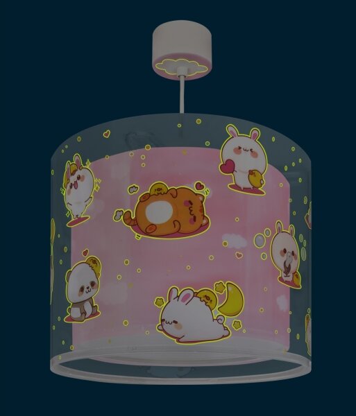 Dalber 41762S - Lustră pentru copii KAWAII FRIENDS 1xE27/15W/230V, roz