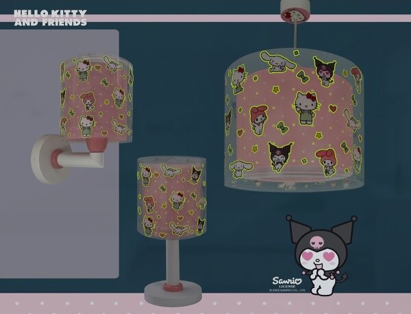 Dalber 41259 - Aplică de perete pentru copii HELLO KITTY & FRIENDS 1xE27/15W/230V, roz