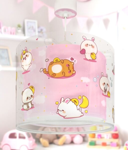 Dalber 41762S - Lustră pentru copii KAWAII FRIENDS 1xE27/15W/230V, roz
