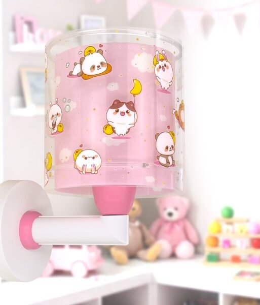 Dalber 41769S - Lampă de perete pentru copii KAWAII FRIENDS, 1xE27/15W/230V, roz