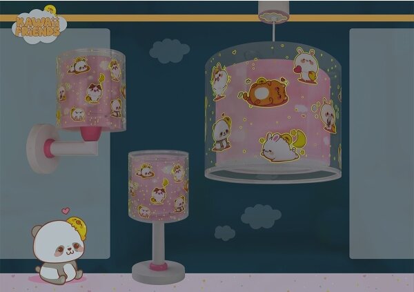 Dalber 41769S - Lampă de perete pentru copii KAWAII FRIENDS, 1xE27/15W/230V, roz