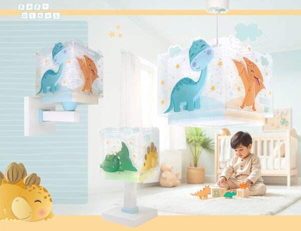 Lampă de perete pentru copii Dalber 63459 - BABY DINOS, 1x E27/15W/230V, multicoloră