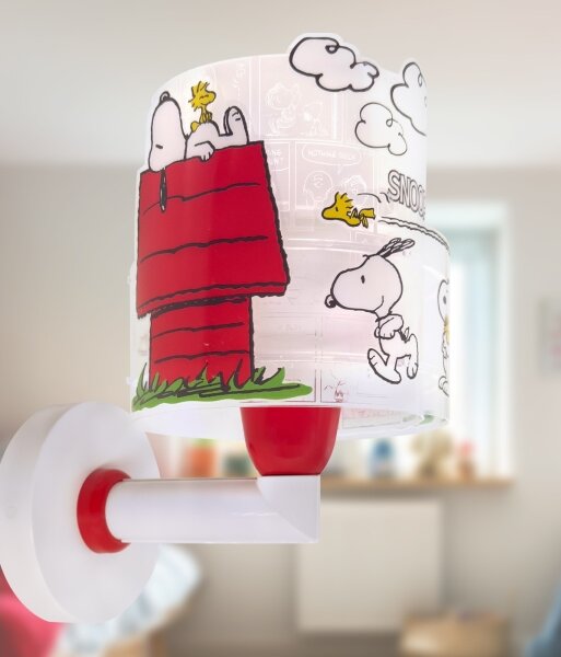 Dalber 76309 - Lampă de perete pentru copii SNOOPY 1xE27/15W/230V alb/roșu