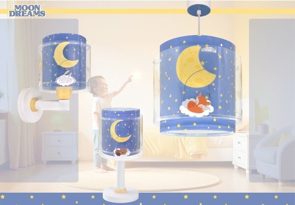 Dalber 76639 - Lampă de perete pentru copii MOON DREAMS, 1xE27/15W/230V, albastră