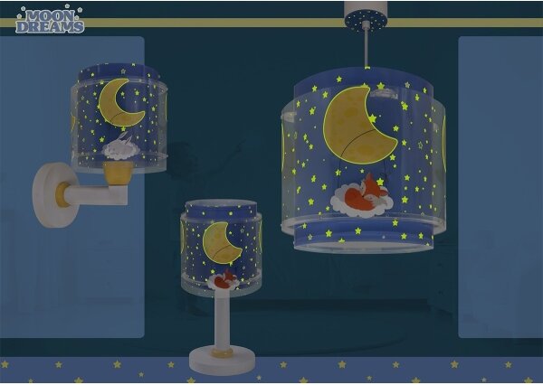 Dalber 76639 - Lampă de perete pentru copii MOON DREAMS, 1xE27/15W/230V, albastră