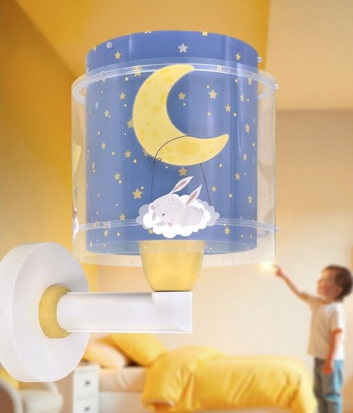 Dalber 76639 - Lampă de perete pentru copii MOON DREAMS, 1xE27/15W/230V, albastră