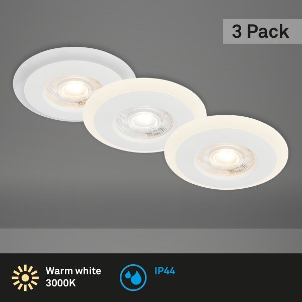 Briloner 7039036 - Set 3x spot LED încastrat pentru baie, 3x5W, 230V, IP44, alb