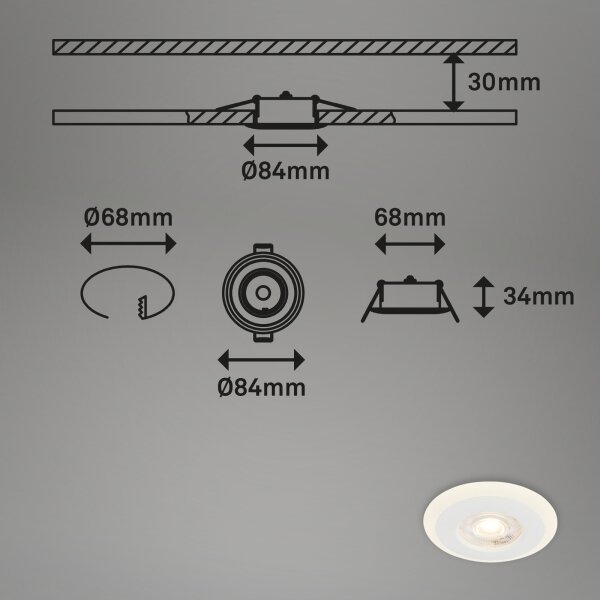Briloner 7039036 - Set 3x spot LED încastrat pentru baie, 3x5W, 230V, IP44, alb