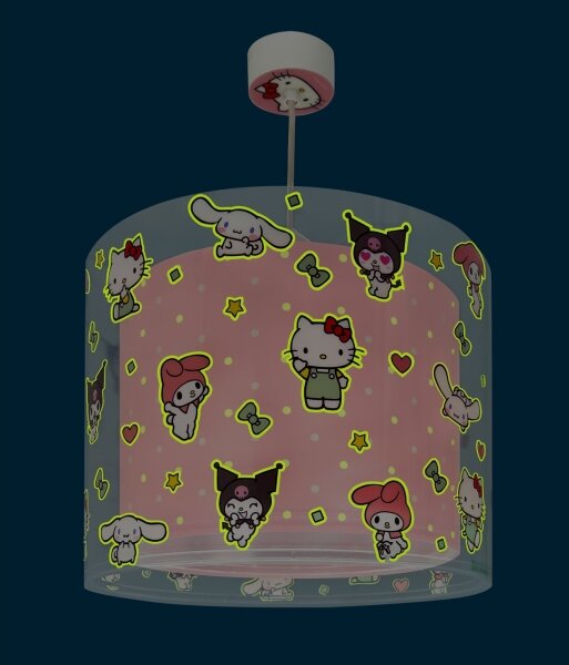 Dalber 41252 - Lustră pentru copii HELLO KITTY&FRIENDS 1xE27/15W/230V roz