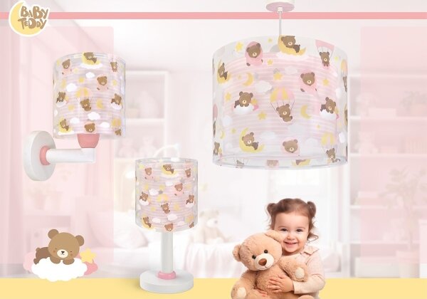 Dalber 41572S - Lustră pentru copii BABY TEDDY 1xE27/15W/230V roz