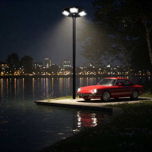 Lampă LED stradală solară cu senzor LED/22W/6V 6500K IP65 negru + telecomandă