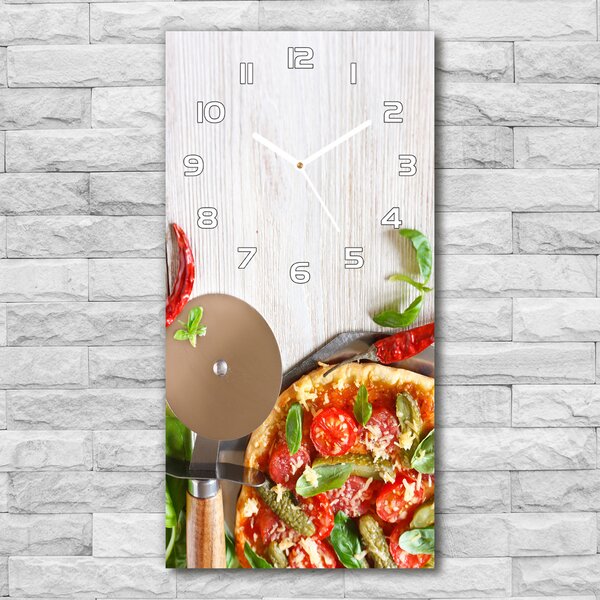 Ceas de sticlă pe perete vertical Pizza