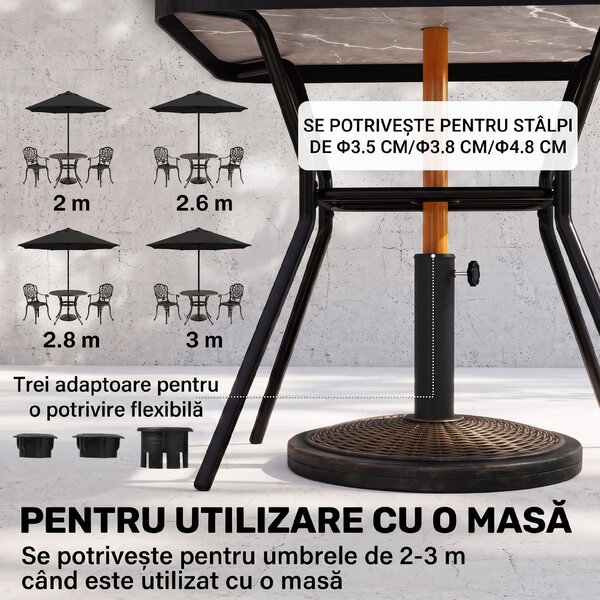 Outsunny Bază Umbrelă 14kg, Ciment și Plastic, Efect Ratan, Bronz | Aosom Romania