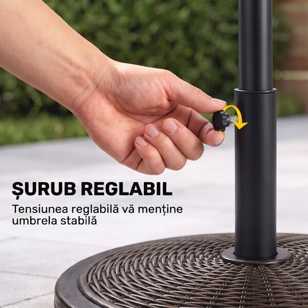 Outsunny Bază Umbrelă 14kg, Ciment și Plastic, Efect Ratan, Bronz | Aosom Romania