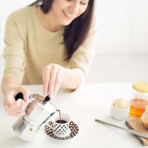 Espressor pentru aragaz din aluminiu, cafetiera moka pentru cafea, capacitate 6 cesti