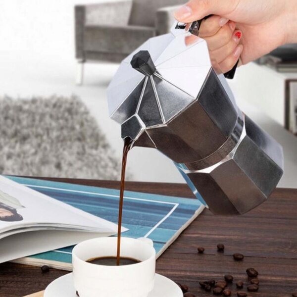 Espressor pentru aragaz din aluminiu, cafetiera moka pentru cafea, capacitate 6 cesti