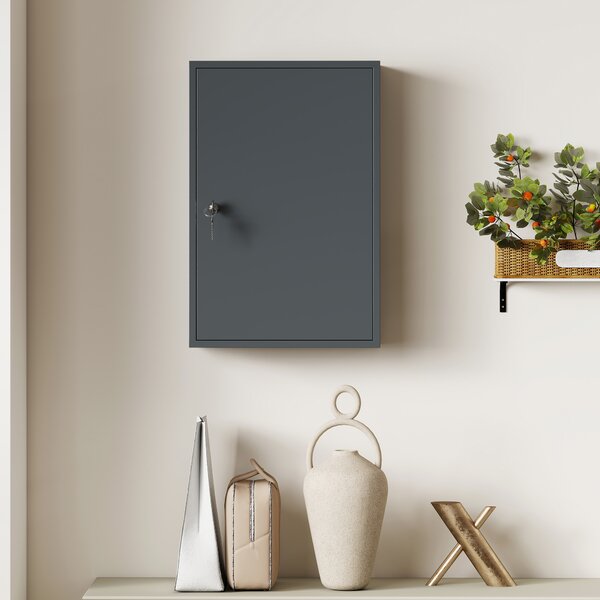 Kleankin Dulap pentru medicamente cu 3 niveluri din metal, cu 2 chei și montare pe perete, 40 x 18 x 60 cm, gri | Aosom Romania