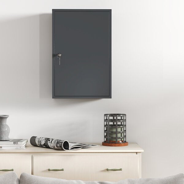 Kleankin Dulap pentru medicamente cu 3 niveluri din metal, cu 2 chei și montare pe perete, 40 x 18 x 60 cm, gri | Aosom Romania