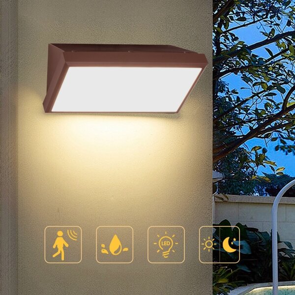 Aplica de perete LED pentru exterior cu senzor Brilagi-LED TRIANGLE, 20W, 230V, maro, IP65