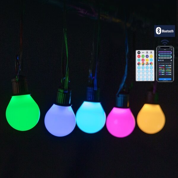 Aigostar - Ghirlandă LED inteligentă RGBICW MESH pentru exterior, 25 LED, 5 m, IP44 + telecomandă