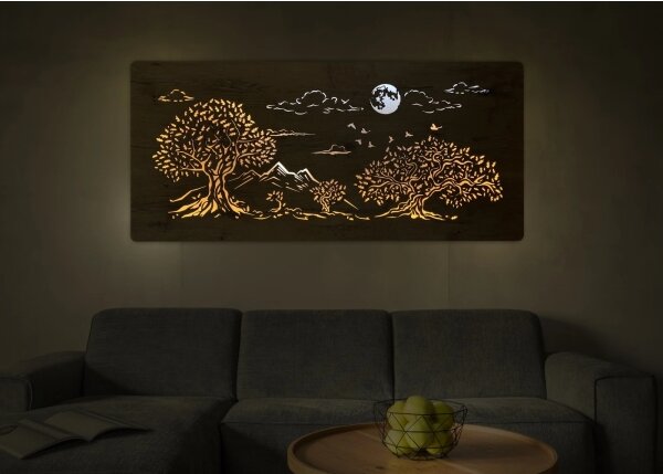 Li-Go 5478/DUB2 - Decorațiune de perete LED reglabilă, 24 W, 230 V, 130 x 60 cm, stejar