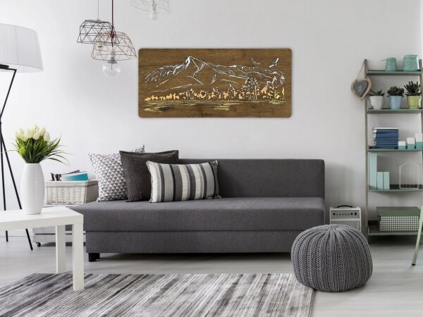 Li-Go 5589/A/DUB2 - Decorațiune LED de perete, 10 W, 5 V, 30000 mAh, 110 x 50 cm, finisaj stejar