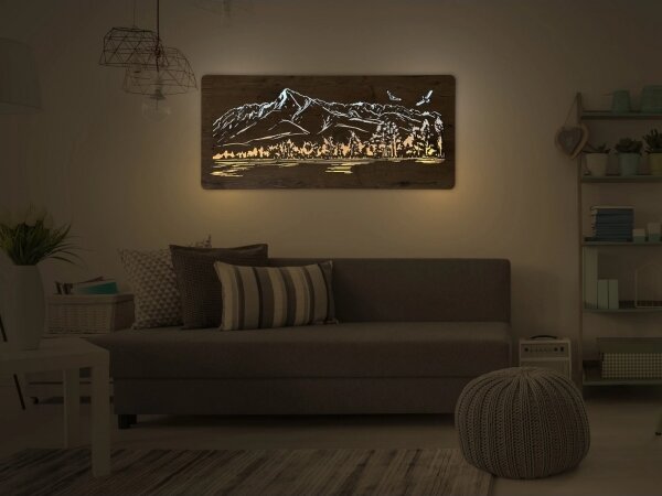 Li-Go 5589/A/DUB2 - Decorațiune LED de perete, 10 W, 5 V, 30000 mAh, 110 x 50 cm, finisaj stejar