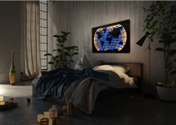 Li-Go 4709/DUB2 - Decorațiune LED de perete RGBW, LED/24W/230V, 125x74 cm, stejar + telecomandă