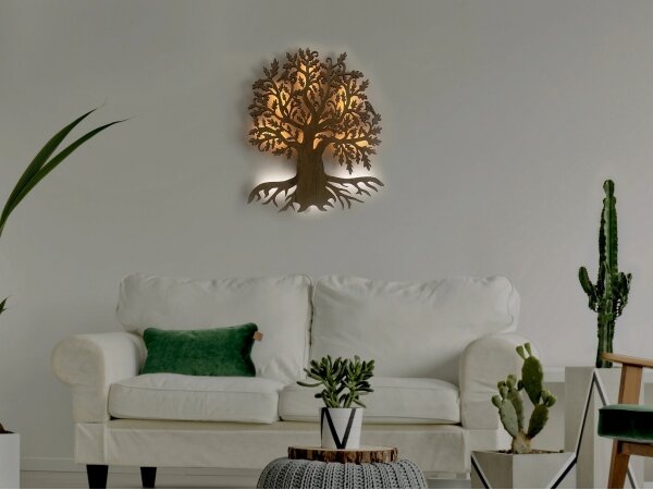 Li-Go 23673/DUB2 - Decorațiune LED de perete, LED/10W/5V, 20000 mAh, 45x55 cm, stejar + telecomandă
