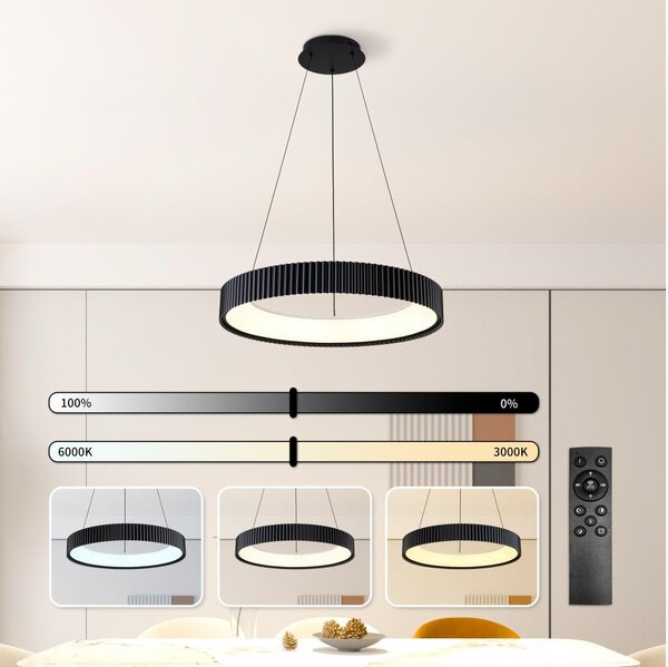 Brilagi FALCON MODERN - lustră LED reglabilă suspendată pe cablu, 54W, 230V, 60 cm, negru, telecomandă inclusă