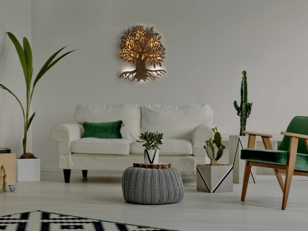 Li-Go 23673/DUB2 - Decorațiune LED de perete, LED/10W/5V, 20000 mAh, 45x55 cm, stejar + telecomandă