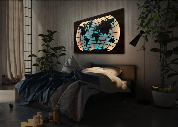 Li-Go 4709/DUB2 - Decorațiune LED de perete RGBW, LED/24W/230V, 125x74 cm, stejar + telecomandă