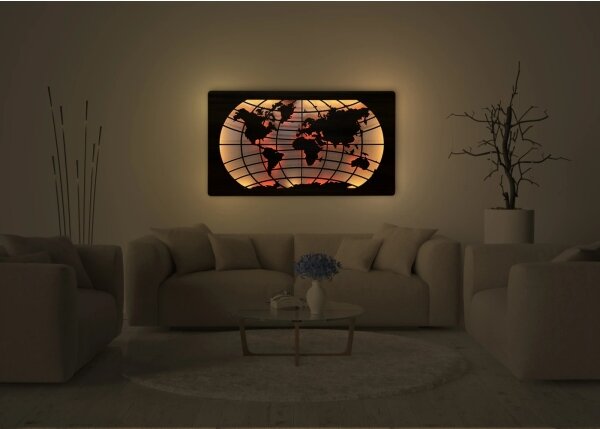 Li-Go 4709/DUB2 - Decorațiune LED de perete RGBW, LED/24W/230V, 125x74 cm, stejar + telecomandă