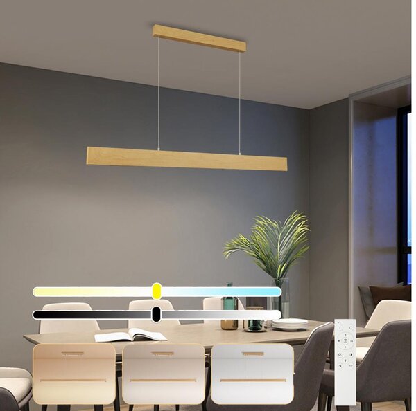 BRILAGI - Lustra LED cu dimmer pe cablu SLIMLINE LED/40W/230V 3000-6000K decor stejar + telecomandă